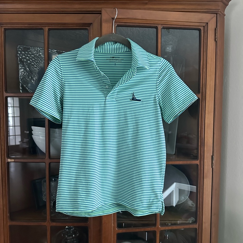 Vineyard Vines Green and Blue Striped Polo